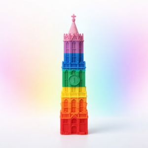 Regenboog Domtoren Utrecht – 3D‑print van PLA 15 cm voor Pride people